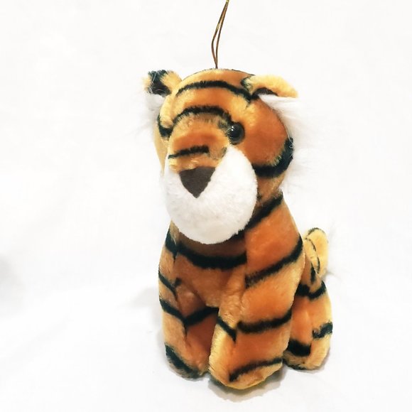 Tiger Sitting up Orange Black Plush Stuffed Animal Toy 7" Wild Cat - Picture 6 of 9